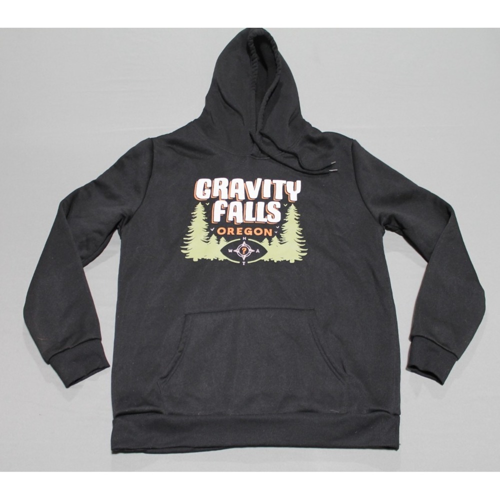 Gravity Falls Hoodie Black Unisex Small Pockets Long Sleeve Welcome Sign Graphic